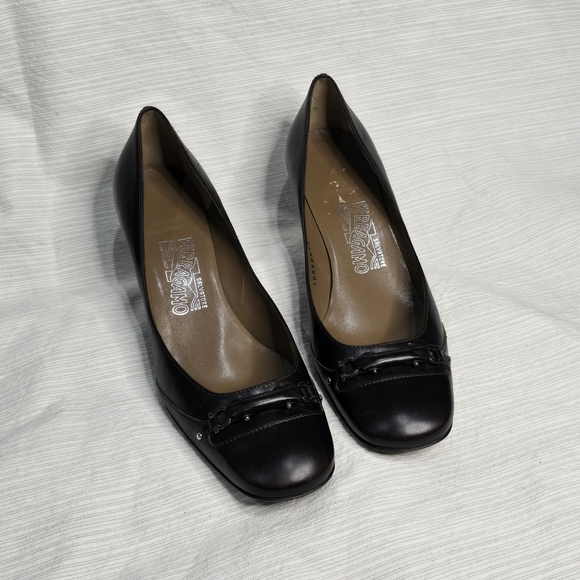 Salvatore Ferragamo Brown Leather Heels - Picture 1 of 5